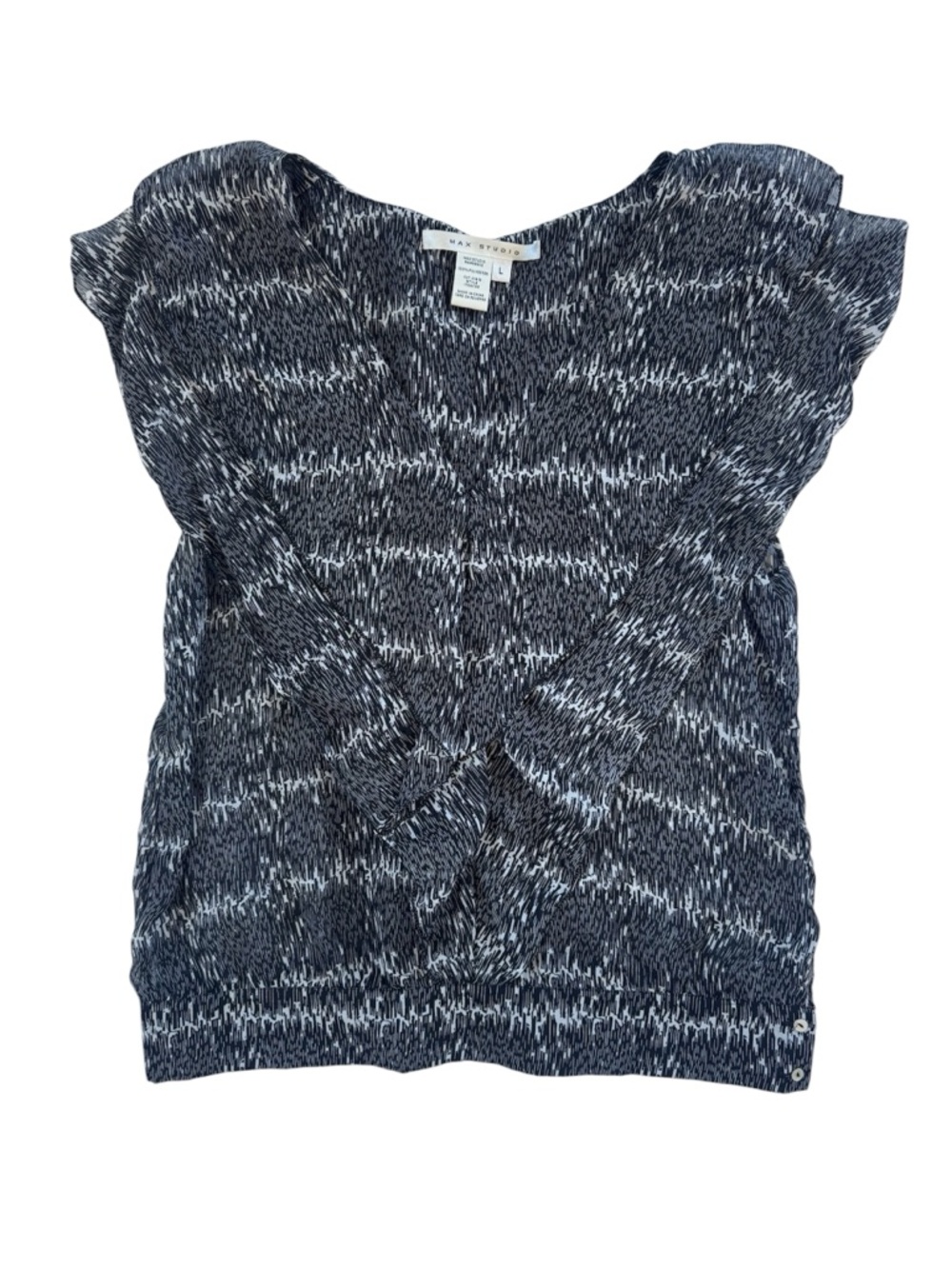 Max Studio Printed Blouse L Lightweight Flowy Work Casual Top